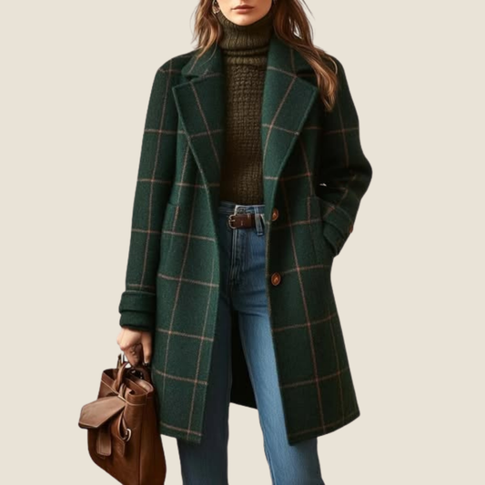 Fiona | Klasyczny Płaszcz w Kratę
