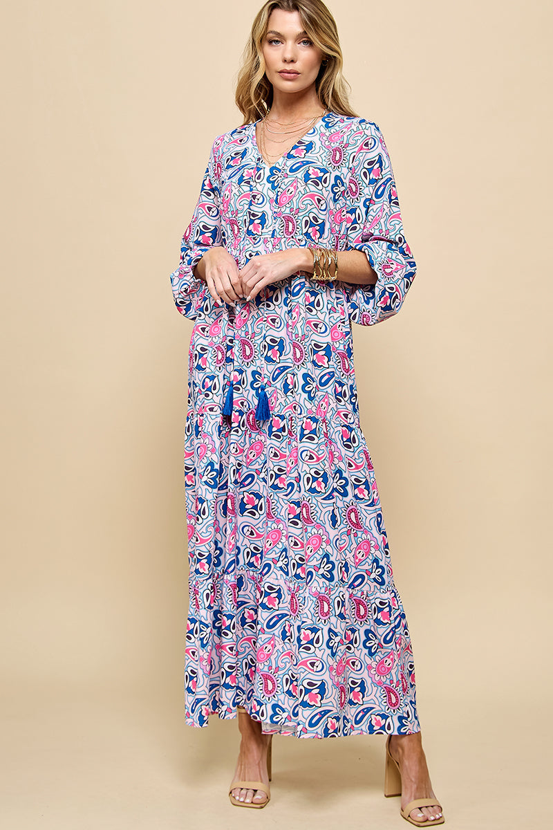 Hermina - Paisley Maxi Sukienka Damska na Wieczór