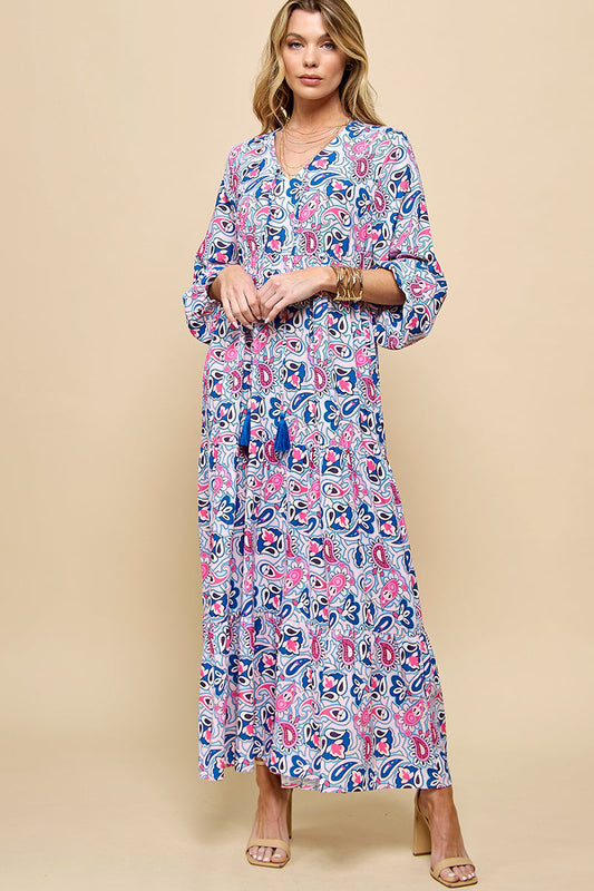 Hermina - Paisley Maxi Sukienka Damska na Wieczór