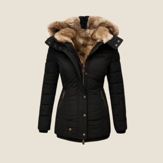 Joanna | Kurtka puchowa damska z kapturem i taliowanym krojem