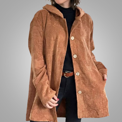 Paula | Luźna kurtka z kapturem z weluru na jesień