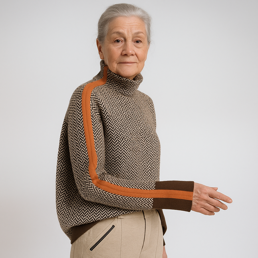 Alicja | Bluza z wysokim kołnierzem i kontrastowymi paskami