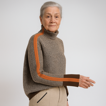 Alicja | Bluza z wysokim kołnierzem i kontrastowymi paskami