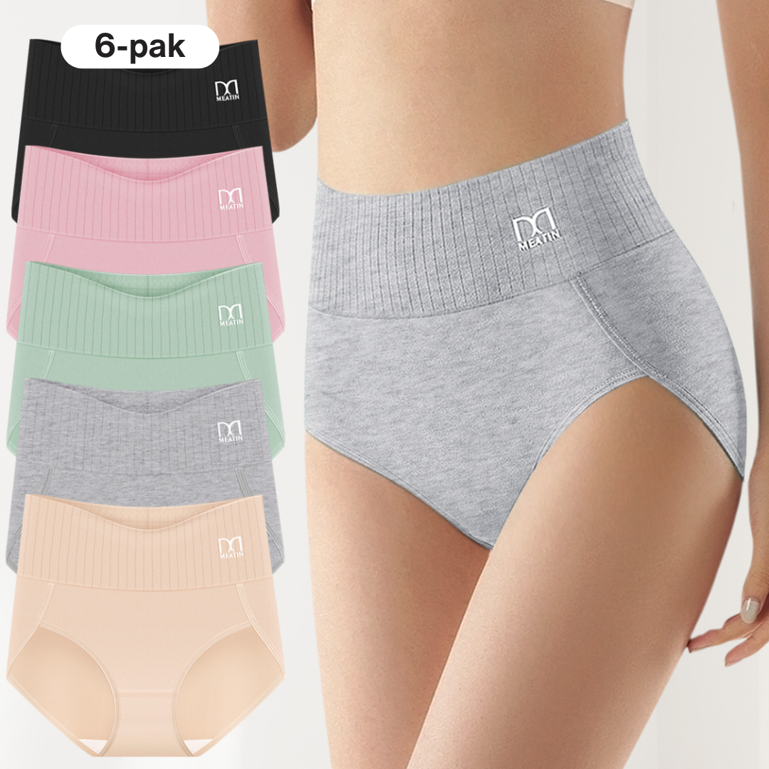 Wspieraj Siluet | 6-pak oddychających i wygodnych majtek z wysokim stanem i wsparciem dla brzucha