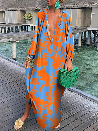 Ludmila - Wzorzysta Sukienka Maxi na Wesele dla Kobiet