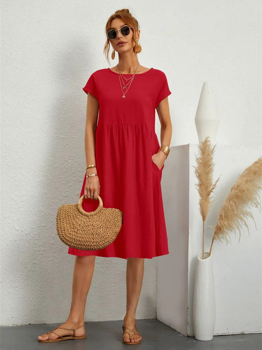 Grażyna - Casualowa Letnia Sukienka W Retro Stylu Dla Kobiet